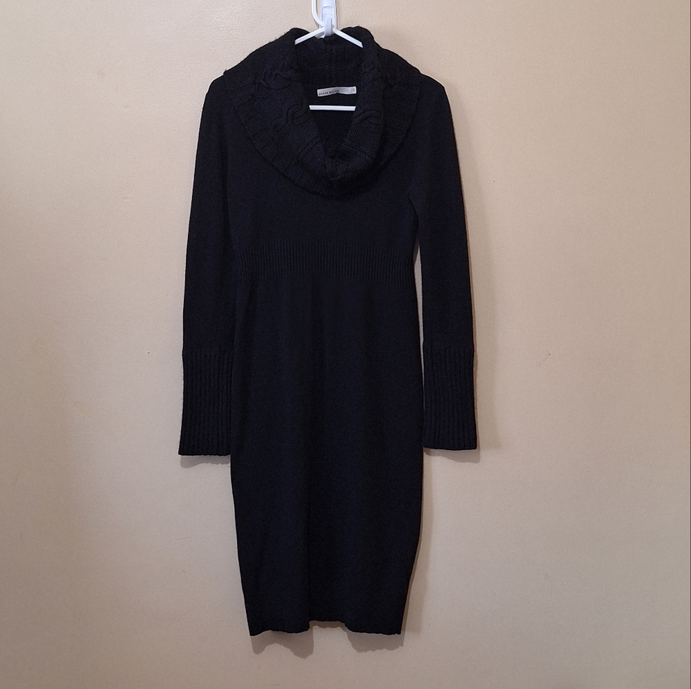 Karen Millen Cowl Neck Sweater Dress Cotton Lambswool Angora Cashmere Blend
